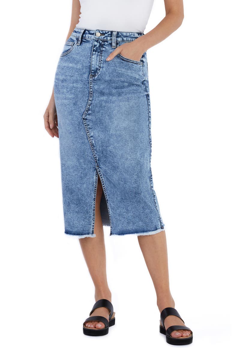 Fresh Denim Midi Skirt, Main, color, FRESH BLUE