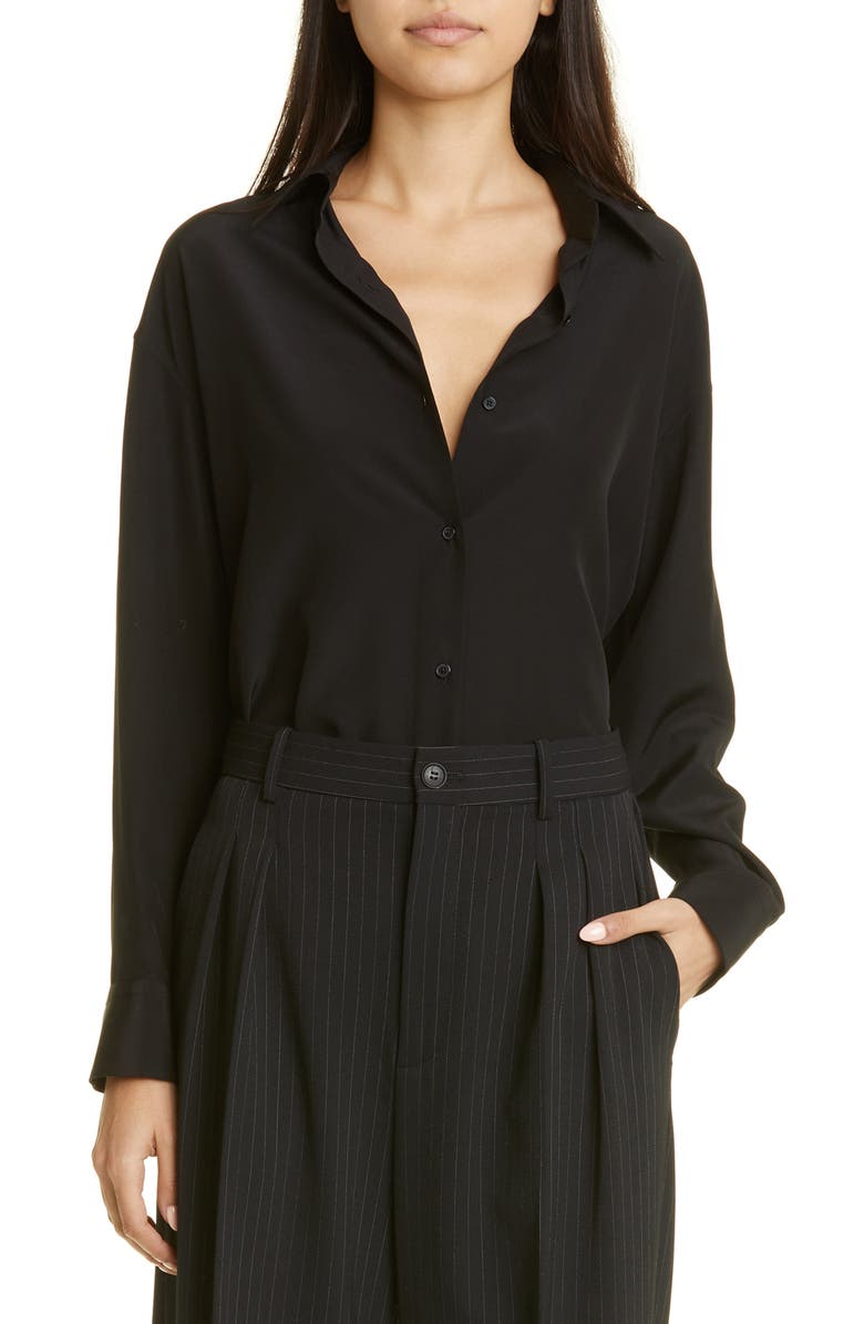 Nili Lotan Julien Silk Button-Up Shirt, Main, color,