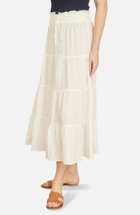 Smocked Waist Tired Maxi Skirt