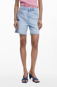 Desigual Floral Embroidered Denim Shorts