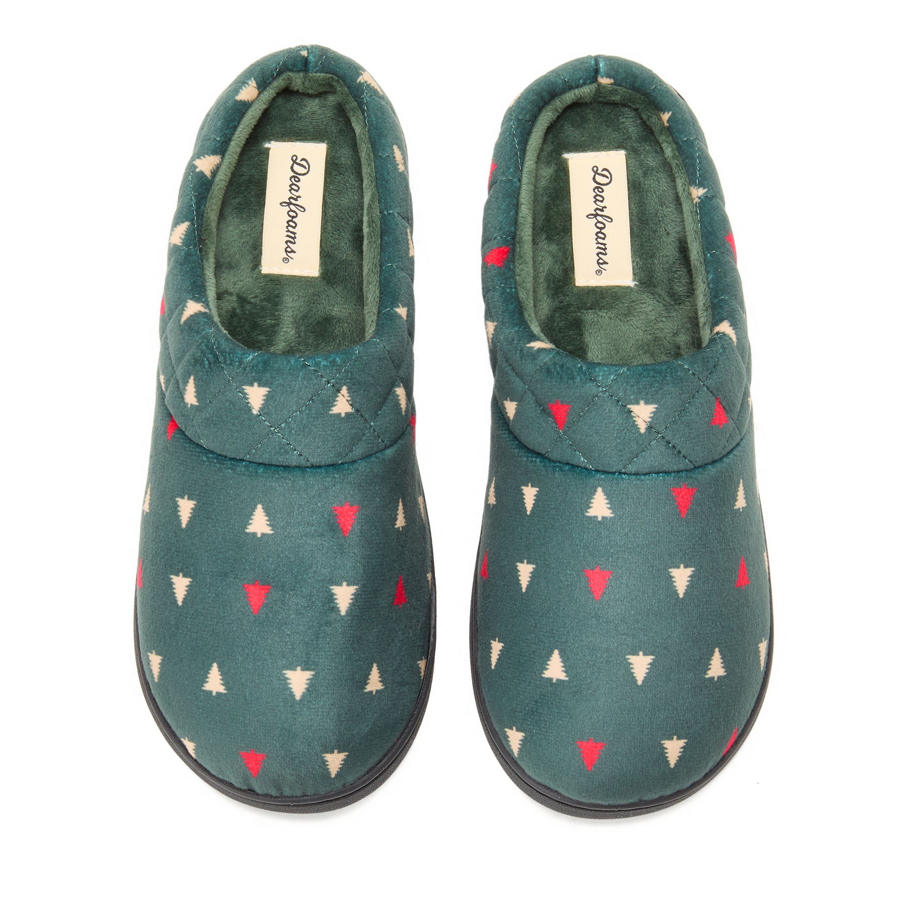 Darcy Quilted Cuff Velour Clog Slipper, Alternate, color, FOREST
