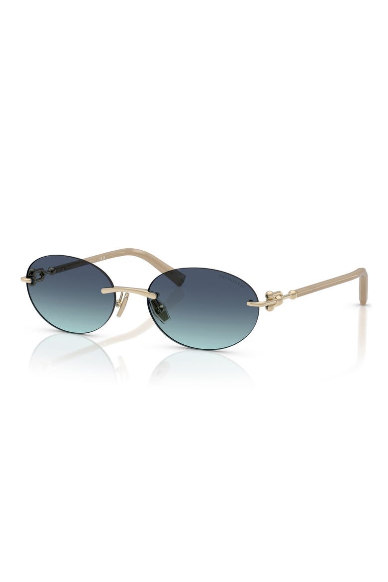 56mm Gradient Oval Sunglasses, Alternate, color, PALE GOLD/ AZURE GRADIENT BLUE
