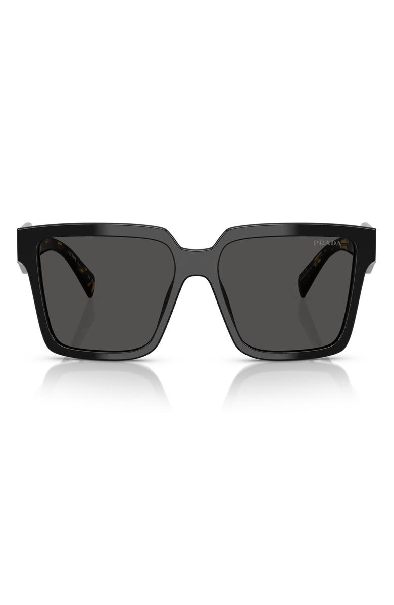 Prada 56mm Square Sunglasses, Main, color, Black/ Dark Grey