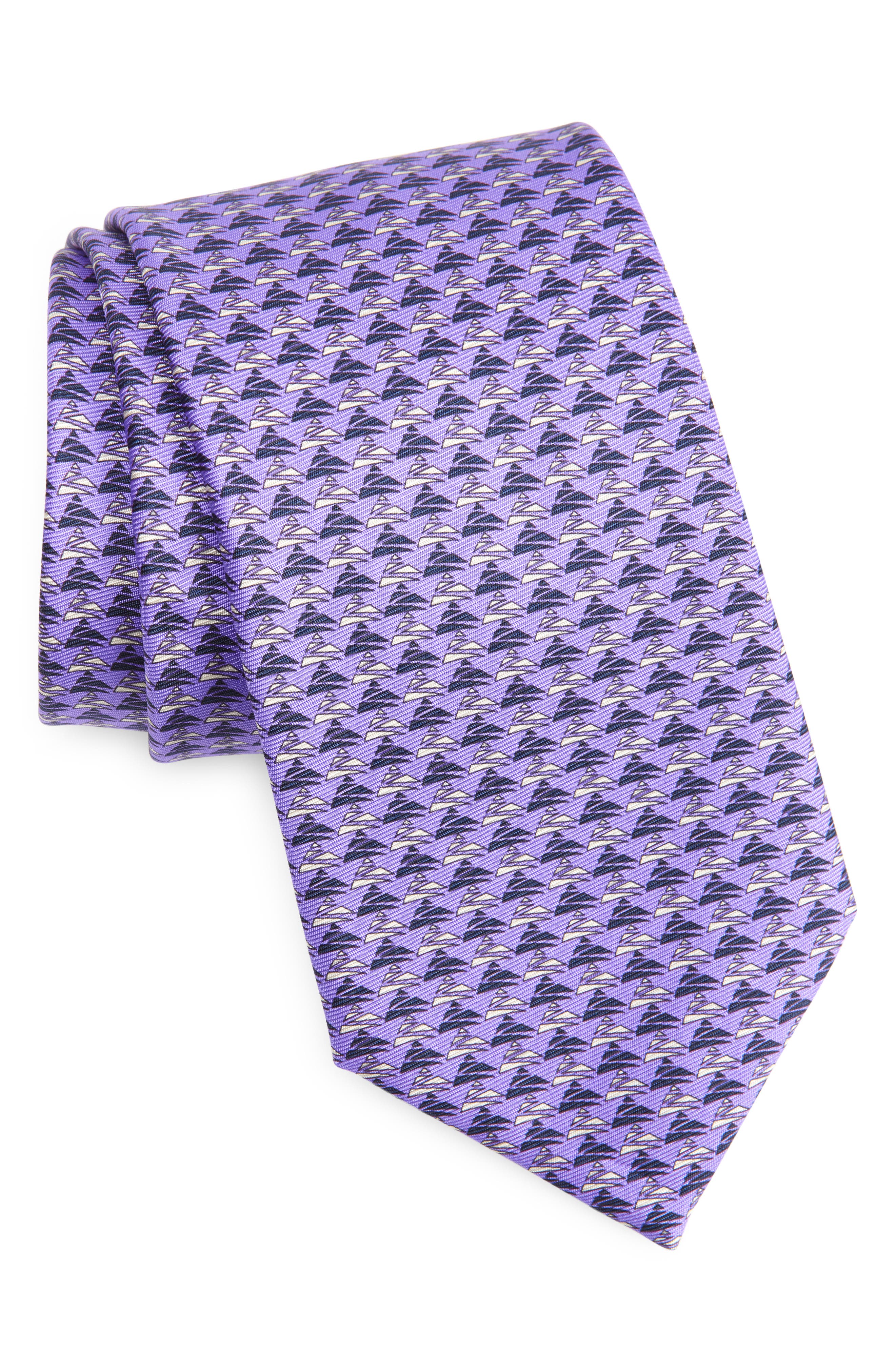 ZEGNA TIES Mountain Print Silk Tie in Purple 