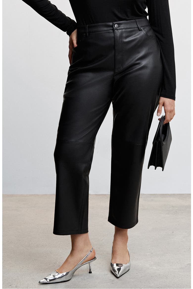 Straight Leg Faux Leather Pants, Alternate, color, BLACK