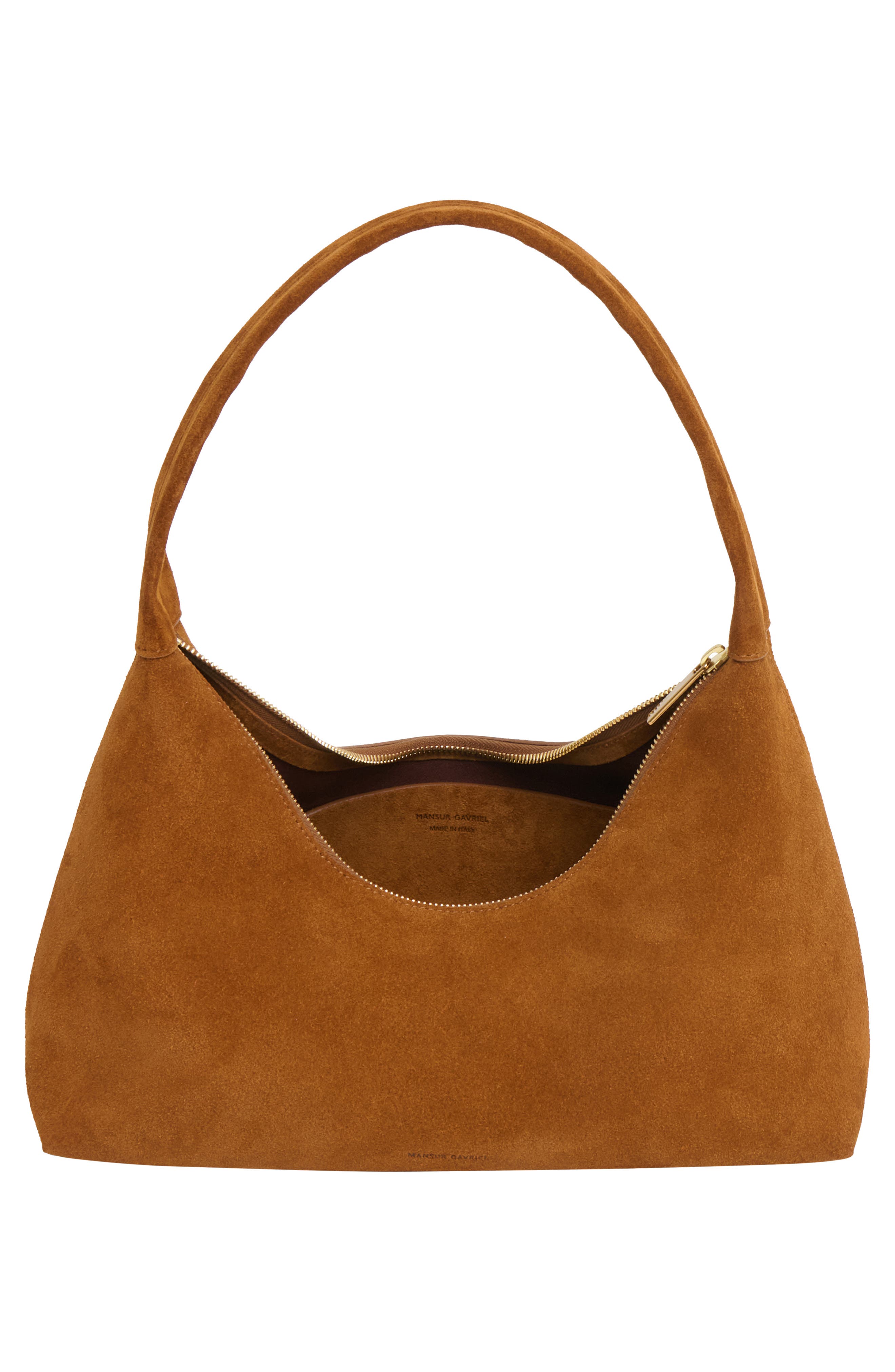Mansur Gavriel Candy Baguette Suede Shoulder Bag, Alternate, color, Saddle