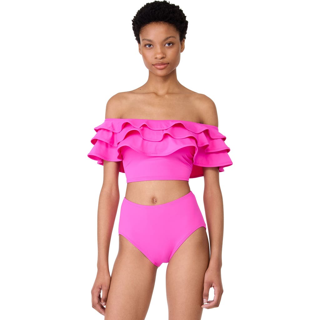 Shop Kate Spade New York Ruffle Bikini Top In Vivid Snapdragon