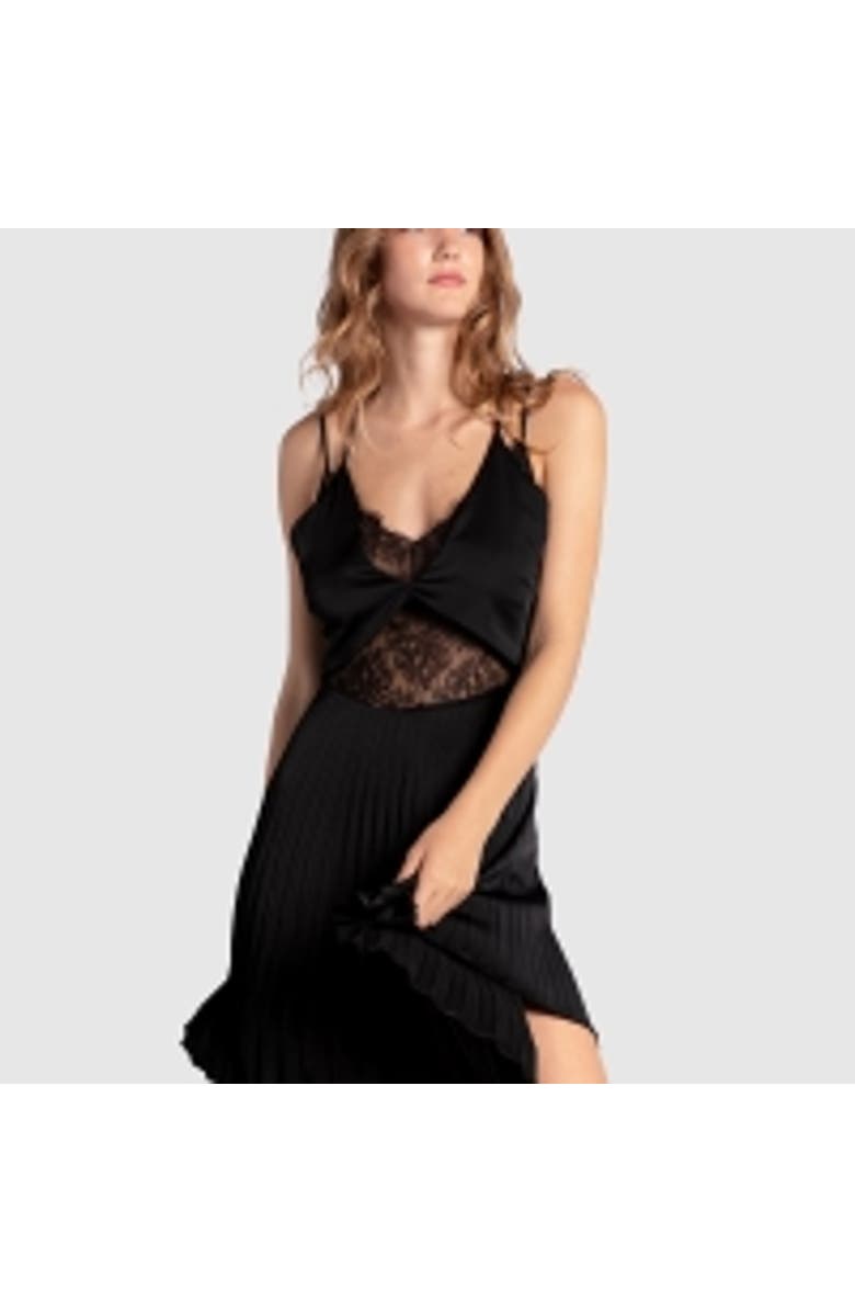 Belle & Bloom Feel It Still Lace Trim Mini Dress, Alternate, color, Black