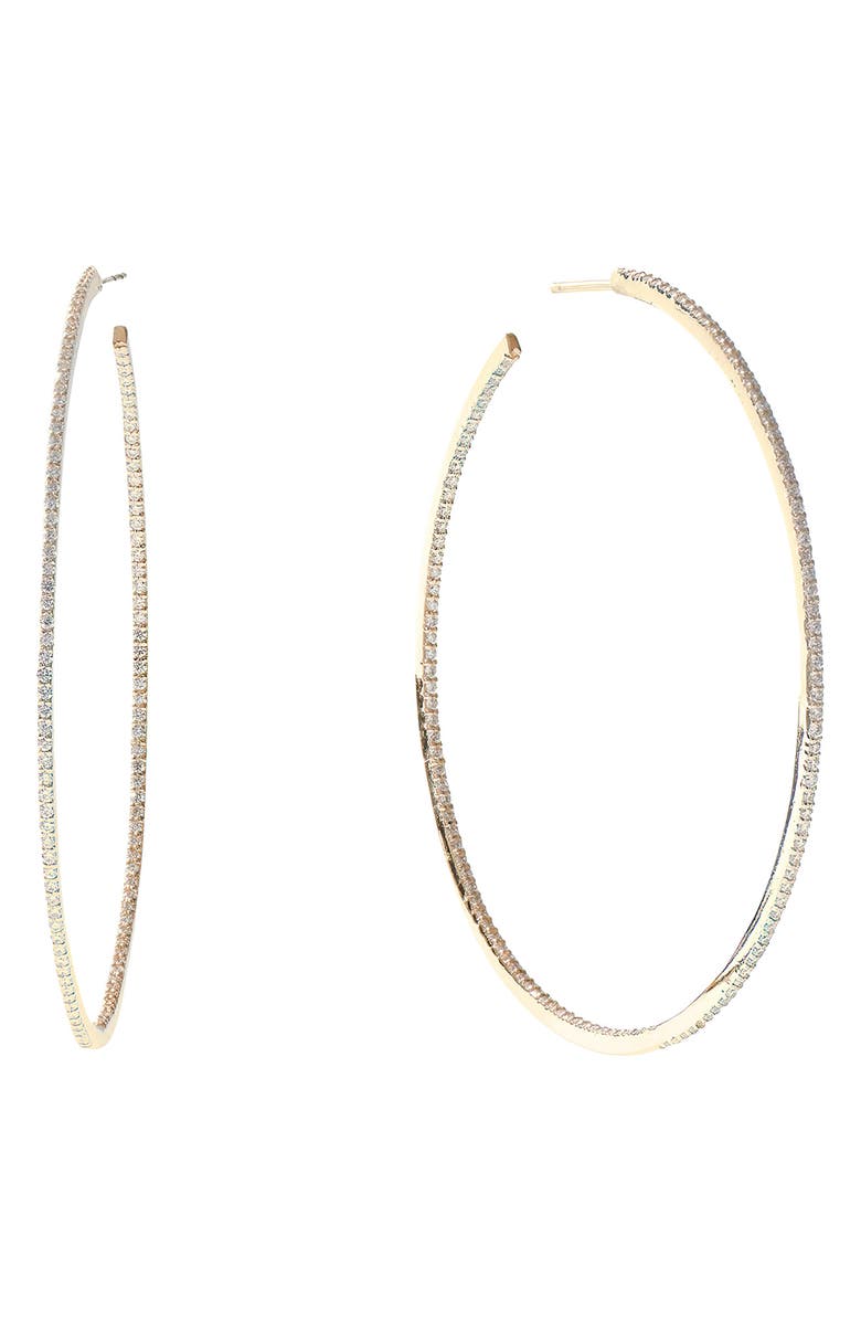 LANA 14K Gold Diamond Skinny Inside Out Hoop Earrings, Main, color, Yellow Gold
