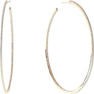 LANA 14K Gold Diamond Skinny Inside Out Hoop Earrings