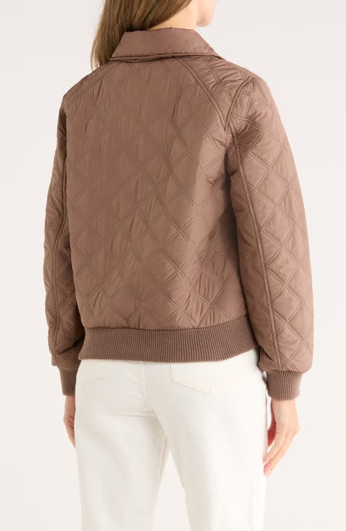 Bernardo Diamond Quilted Bomber Jacket In Pink