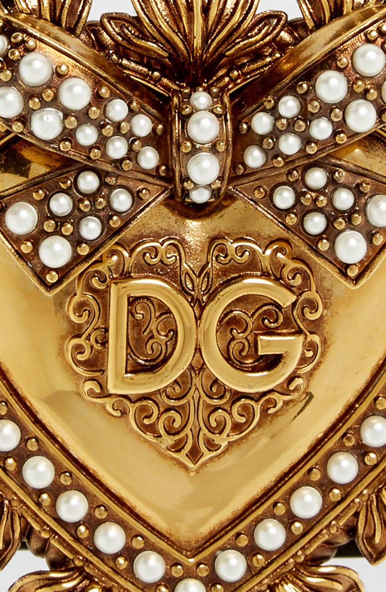 Dolce&Gabbana Devotion Logo Heart Buckle Leather Belt, Alternate, color, 
