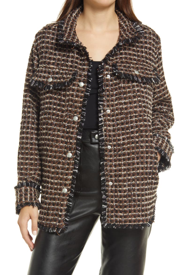 Plaid Tweed Shirt Jacket, Main, color, RETROGRADE