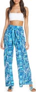 La Blanca Sketched Leaves Side Slit Cover-Up Pants