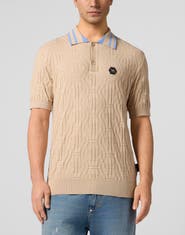 PHILIPP PLEIN Knitted Polo T-Shirt Jacquard Monogram Men