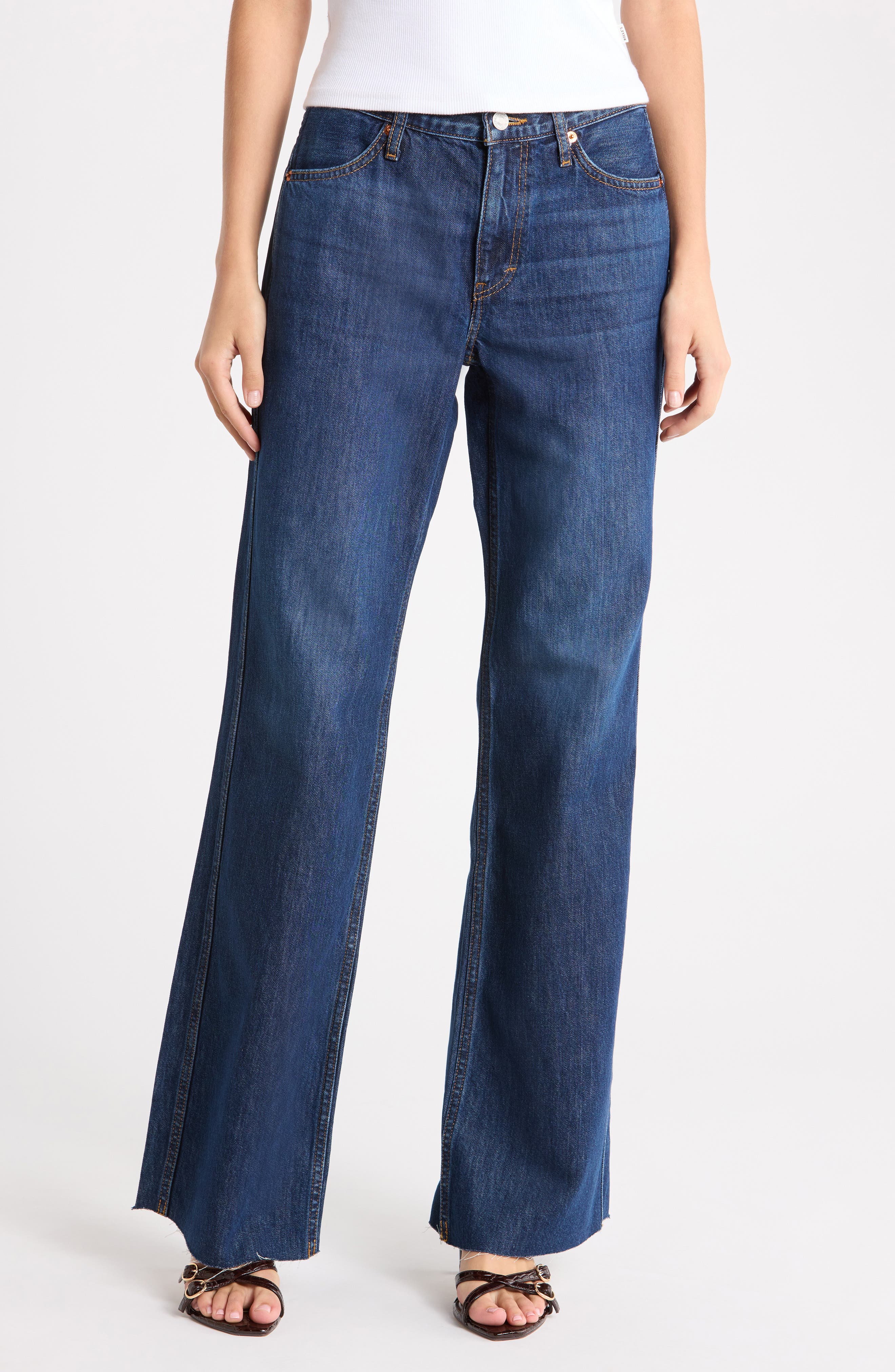 The Californian High Waist Raw Hem Flare Leg Jeans