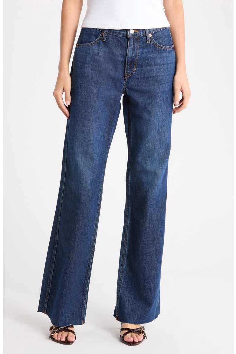 The Californian High Waist Raw Hem Flare Leg Jeans, Main, color, DKSANTCRUZ