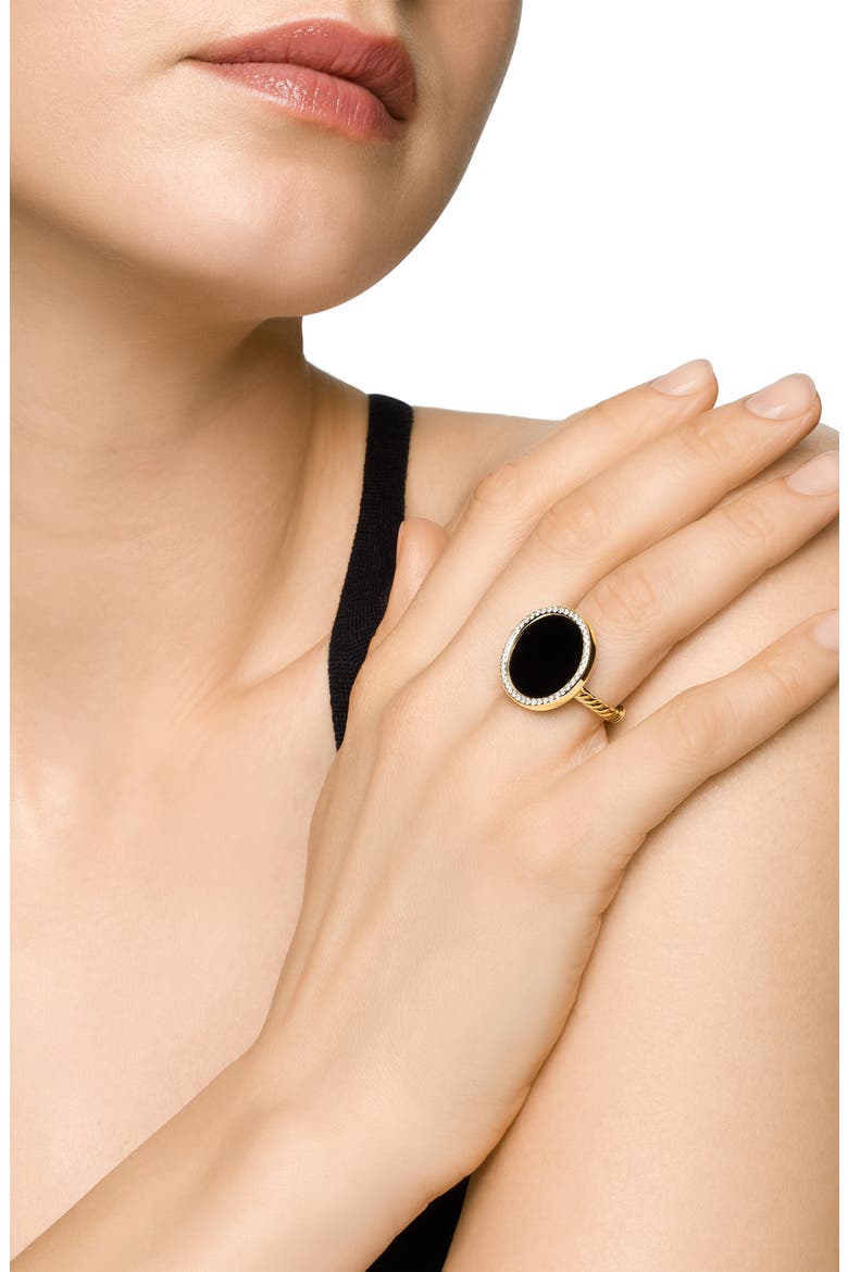 Elements 18K Gold & Pavé Diamond Ring, Alternate, color, BLACK ONYX/ YELLOW GOLD