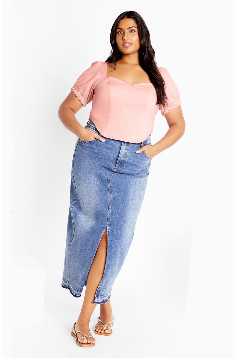 Puff Sleeve Corset Top, Alternate, color, SUGAR