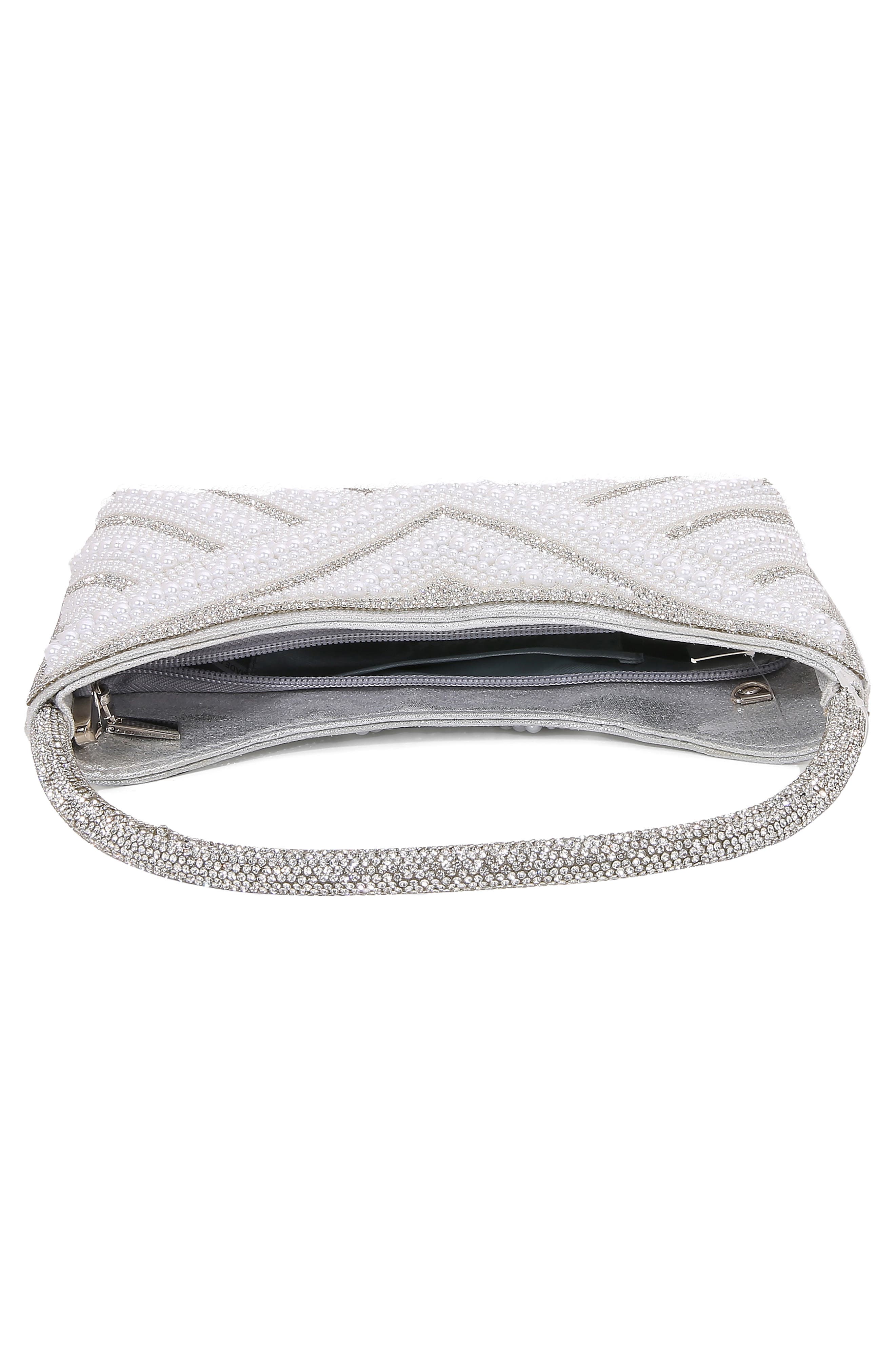 Rhinestone Beaded Shoulder Bag, Alternate, color, PEARL