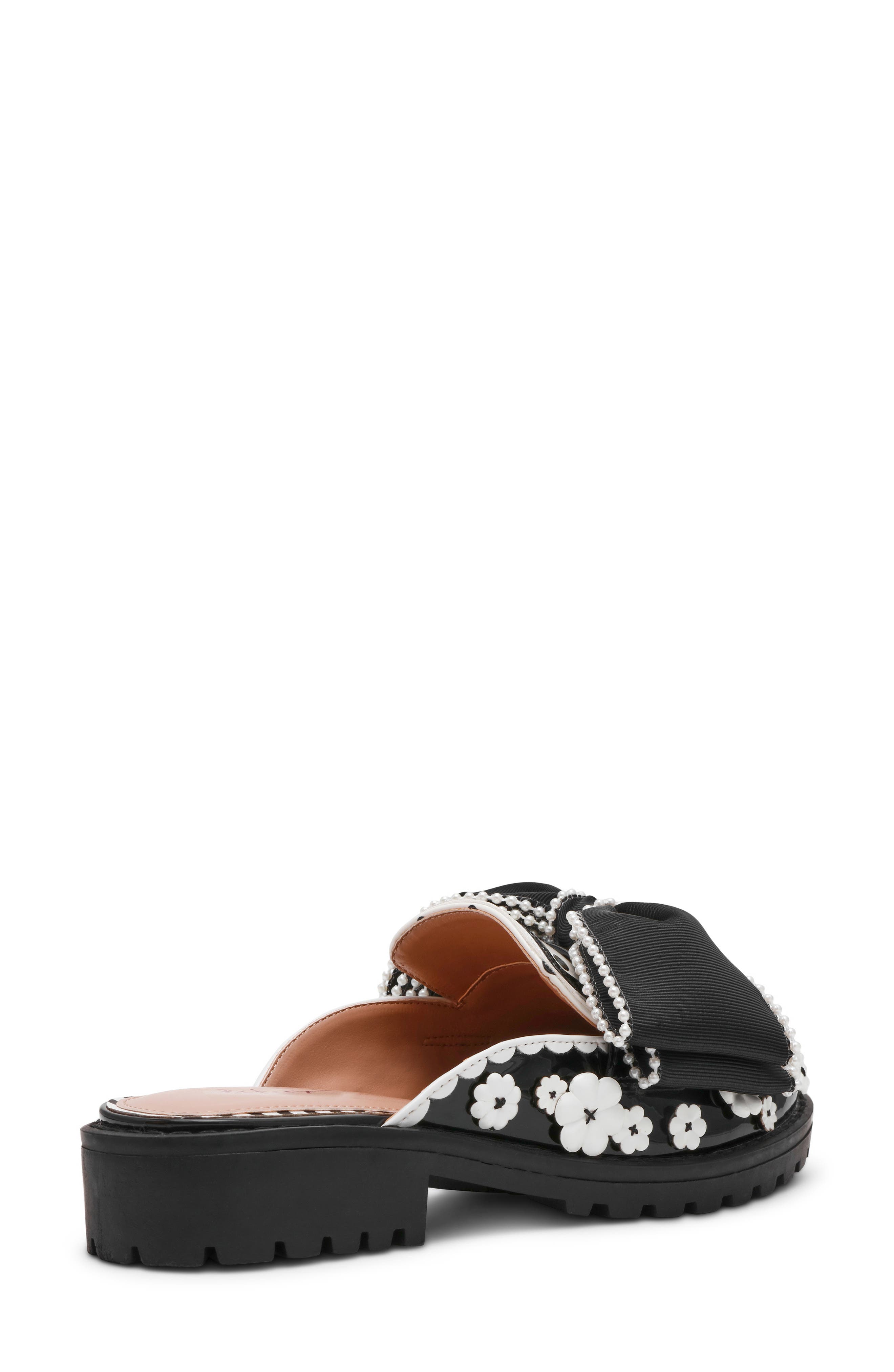 Betsey Johnson Gladdys Bow Mule, Alternate, color, Black/ White Flower