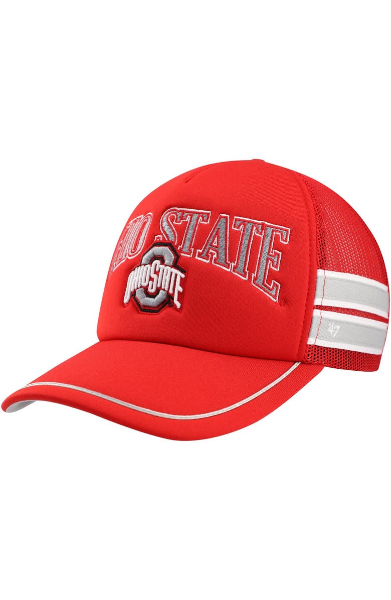 '47 Men's '47 Scarlet Ohio State Buckeyes Sideband Trucker Adjustable Hat, Main, color, Scarlet