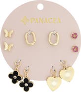 Panacea Set of 5 Stud, Charm & Huggie Hoop Earrings