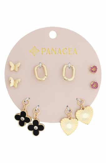 Panacea Set of 5 Stud, Charm & Huggie Hoop Earrings
