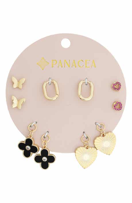 Panacea Set of 5 Stud, Charm & Huggie Hoop Earrings