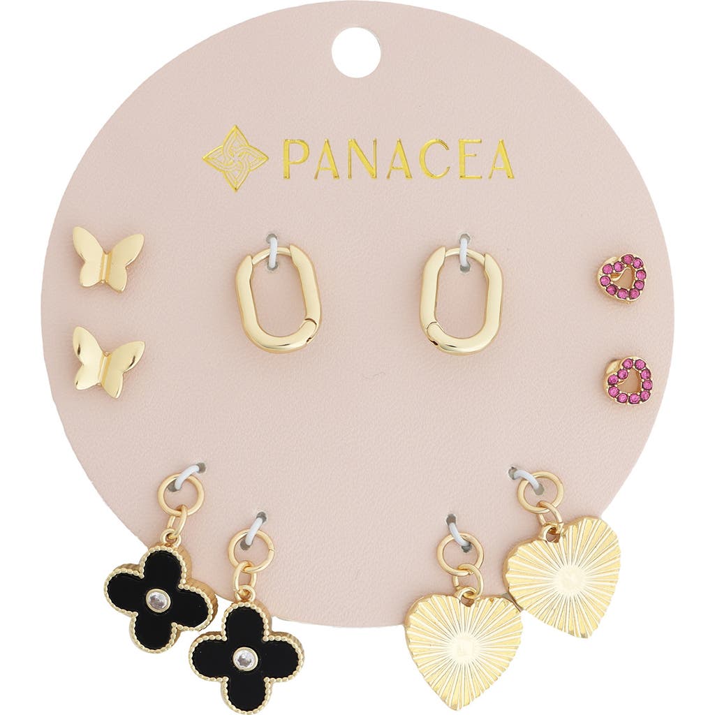Panacea Set Of 5 Stud, Charm & Huggie Hoop Earrings In Gold