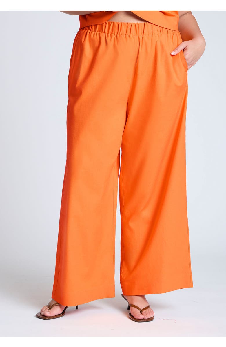 ELOQUII Easy Wide Leg Linen Pant, Alternate, color, Bright Orange