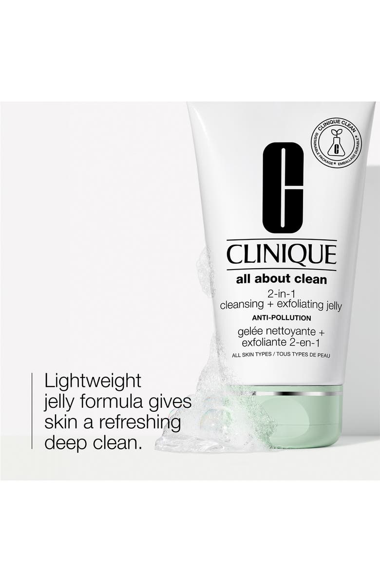 Clinique All About Clean<sup>™</sup> 2-in-1 Face Cleansing + Exfoliating Jelly, Alternate, color, 