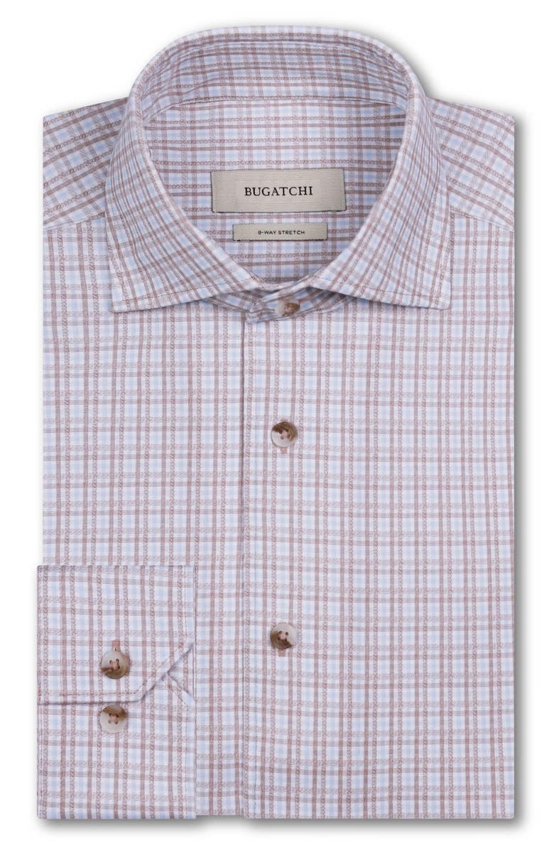 Bugatchi Devon OoohCotton<sup>®</sup> Shadow Plaid Button-Up Shirt, Alternate, color, Sand