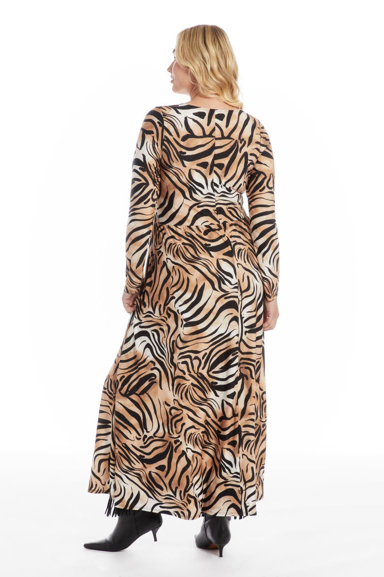 V Neck Maxi Dress, Alternate, color, MOVING ZEBRA