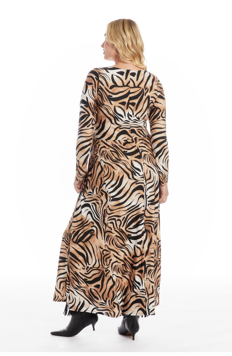 June + Vie V Neck Maxi Dress, Alternate, color, Moving Zebra