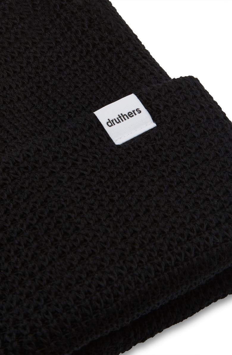 Druthers NYC Organic Cotton Waffle Knit Beanie, Alternate, color, Black