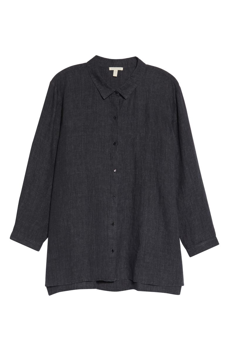 Eileen Fisher Classic Collar Organic Linen Boxy Shirt, Alternate, color,
