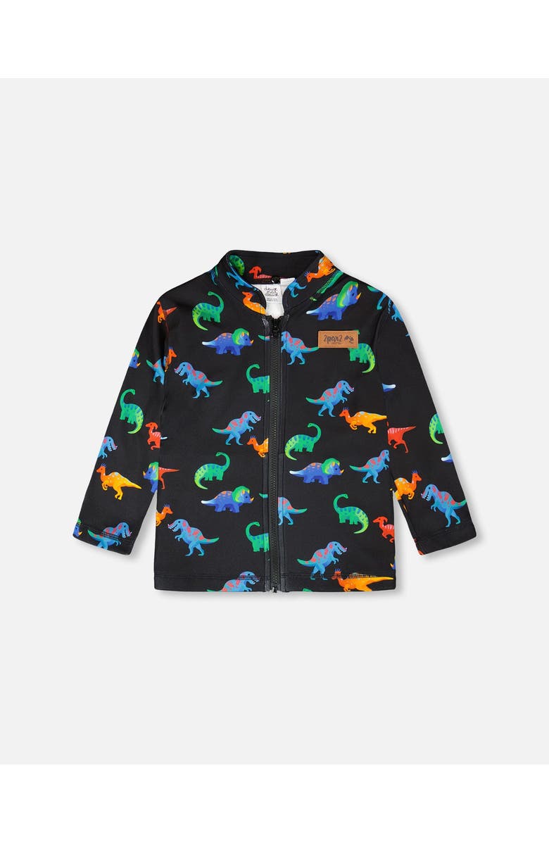 Deux par Deux 3-in-1 Two-Piece Dinosaur Print Mid-Season Outerwear Set, Alternate, color, Black Dinosaur Print