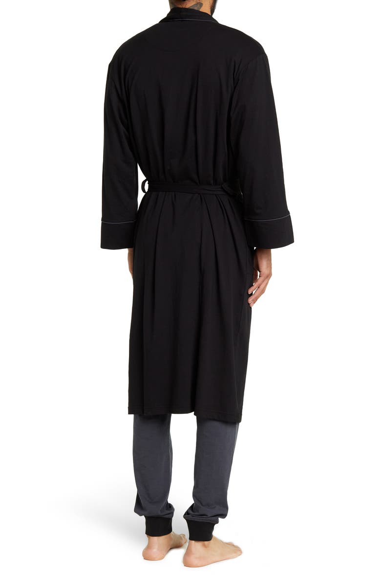 Daniel Buchler Belted Piped Trim Robe, Alternate, color, Black