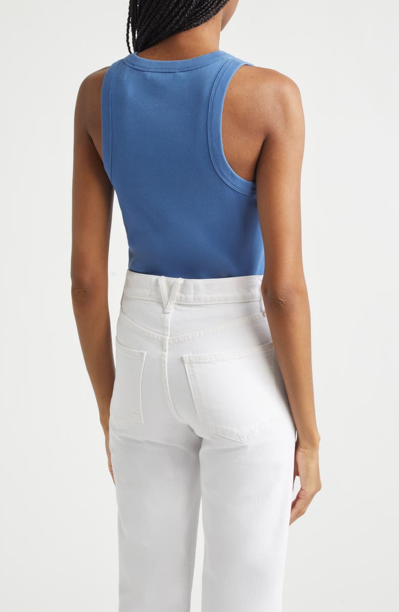 Veronica Beard Jordyn Rib Stretch Cotton Crop Tank, Alternate, color, Blue Coast