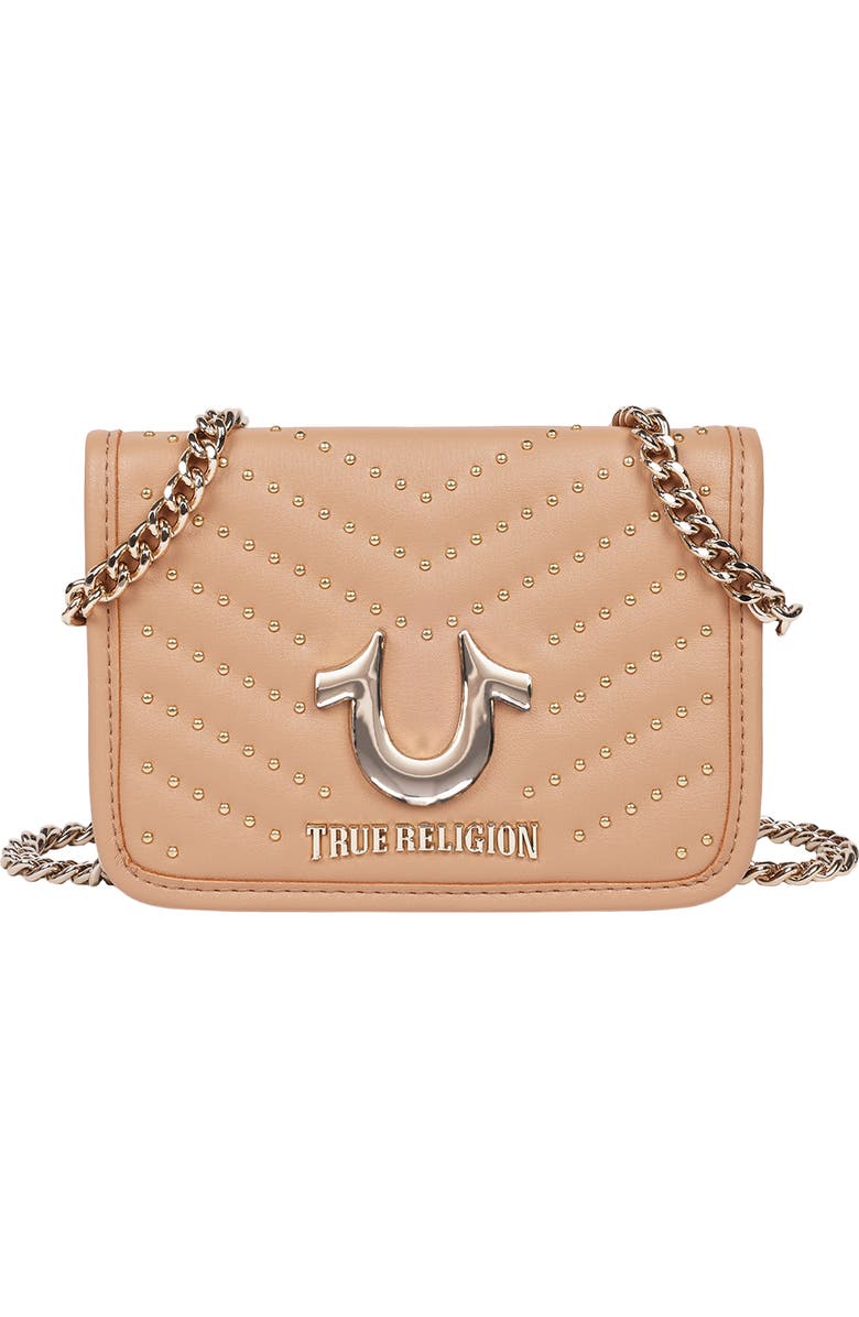 True Religion Horseshoe Flap Crossbody Bag, Main, color, Camel