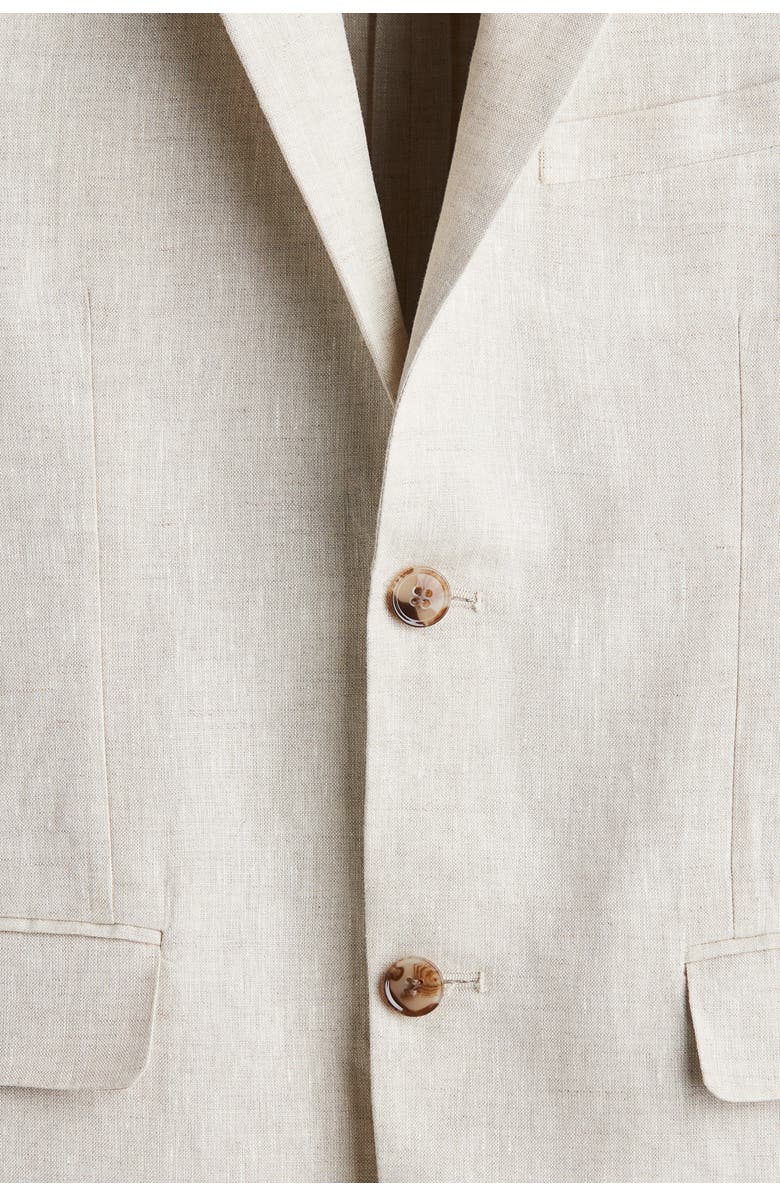 H&M Slim Fit Linen Jacket, Alternate, color, Light Beige