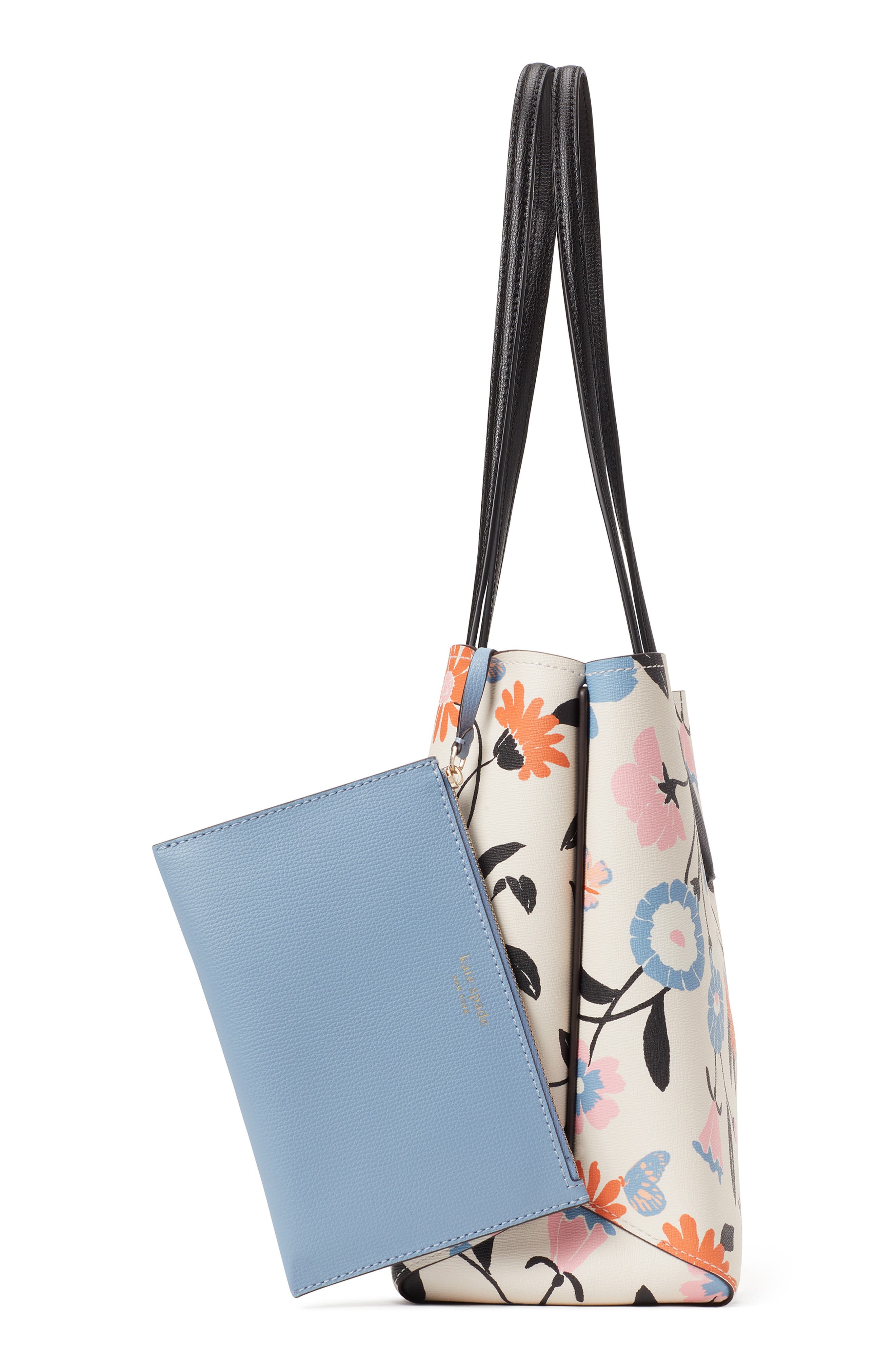 all day floral garden print pvc tote & pouch, Alternate, color, PARCHMENT MULTI
