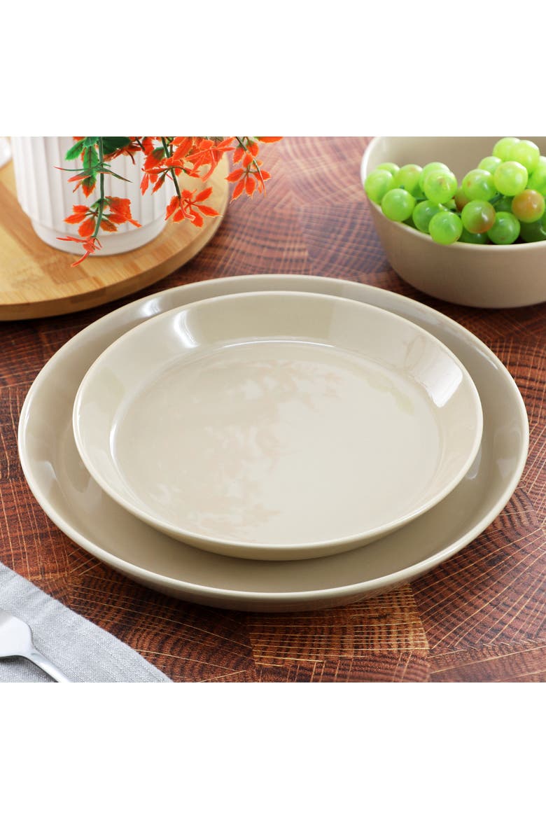 12 Piece Round Stoneware Dinnerware Set, Alternate, color, White