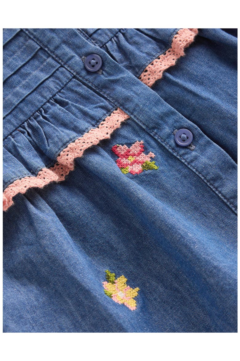Kids' Embroidered Chambray Frill Shirt, Alternate, color, CHAMBRAY EMBROIDERY
