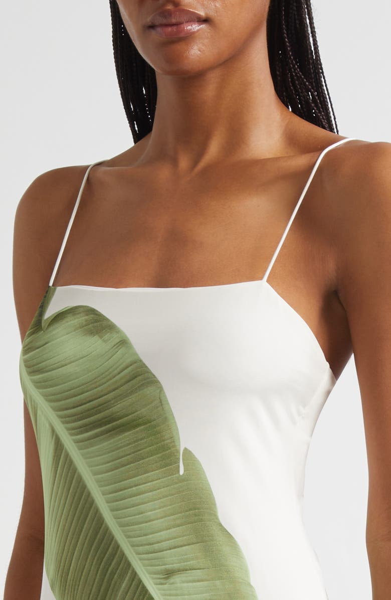 Alice + Olivia Fifi Palm Column Maxi Dress, Alternate, color, Jungle Palm Off White