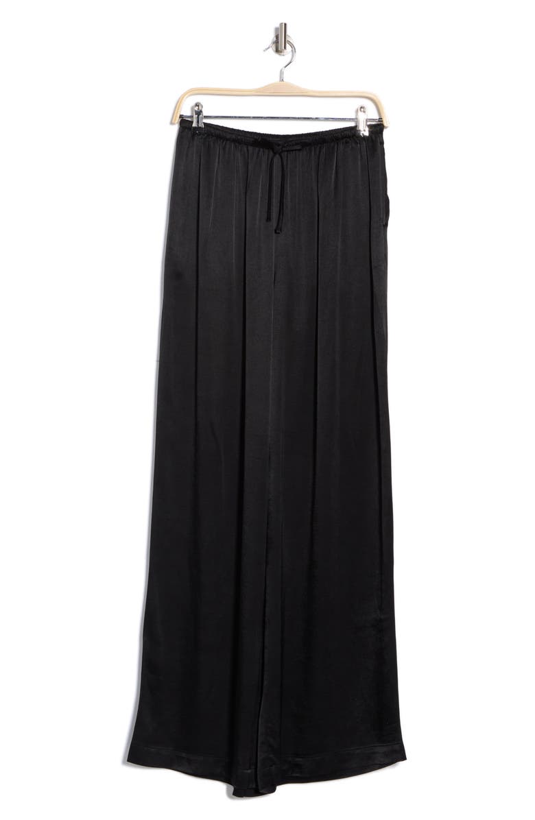 Nordstrom Tie Front Satin Wide Leg Pants, Alternate, color, Black