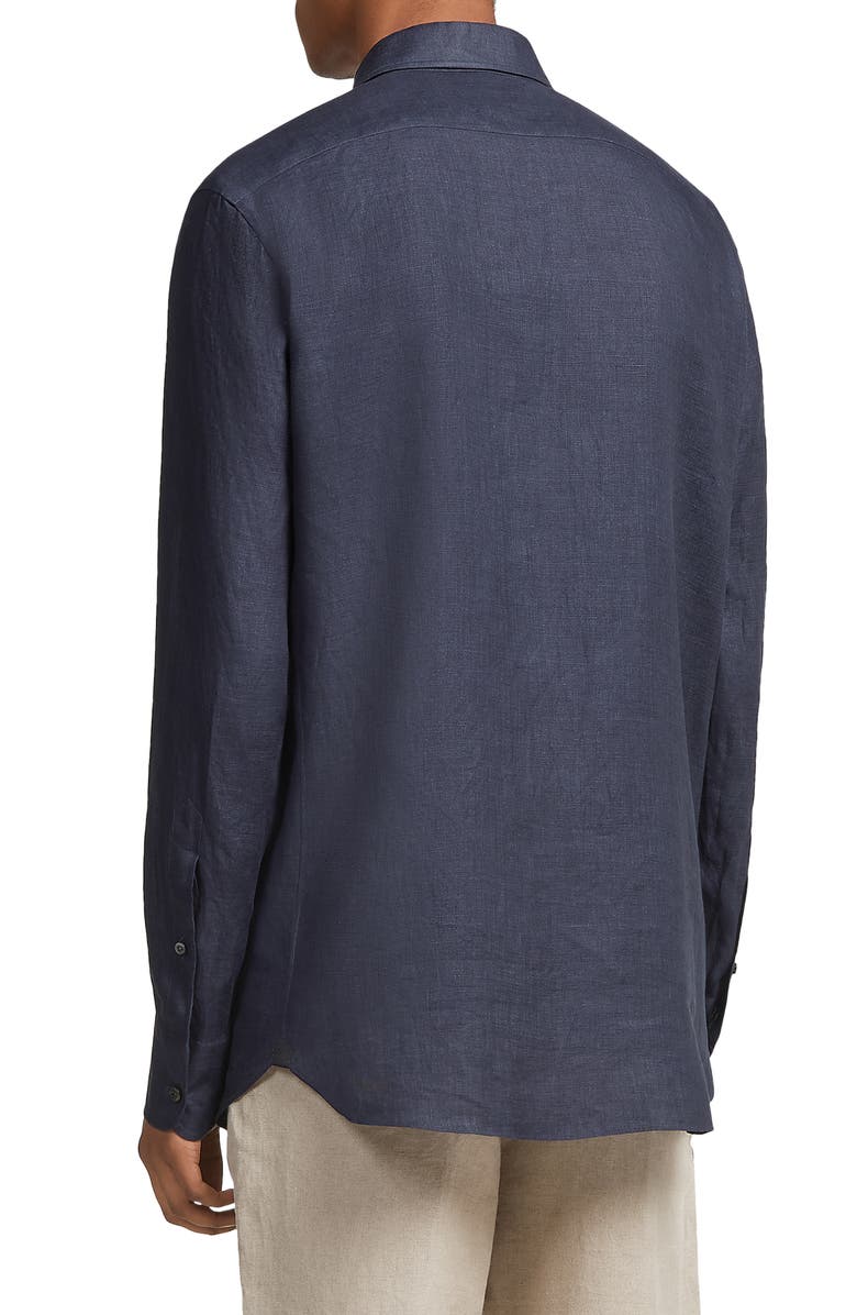 ZEGNA Luxury Linen Button-Up Shirt, Alternate, color, 