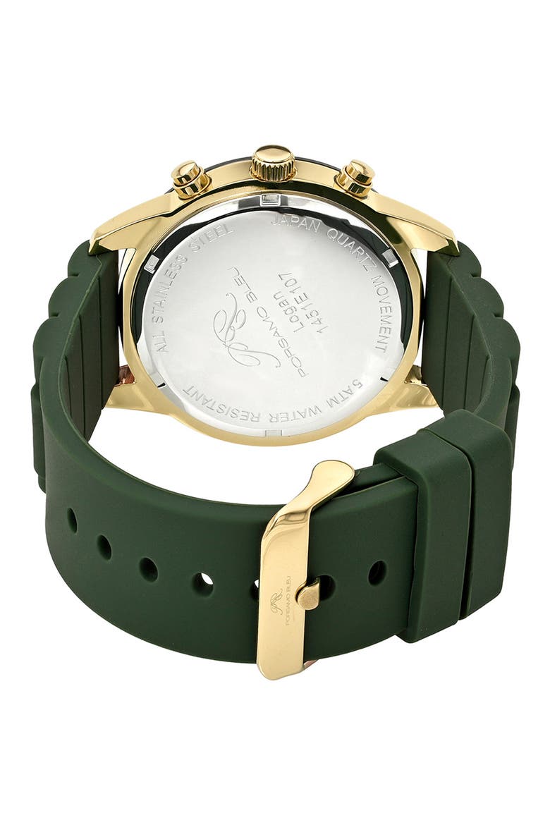 Logan Chronograph Silicone Strap Watch, Alternate, color, GOLD GREEN