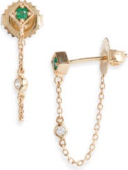 Anzie Cléo Emerald & Diamond Front/Back Earrings